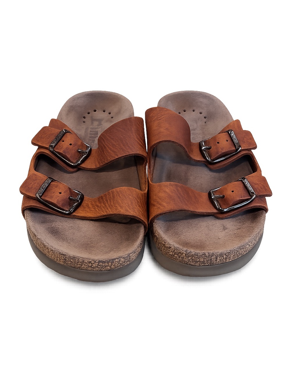 Mephisto Leather Double Strap Slide Sandals | Brown | EU 37 (US 6.5–7)